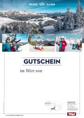 Gutschein vom Wilden Kaiser mit Fotos von Familien im Winter