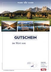 Gutschein mit vier Bildern vom Wilden Kaiser im Sommer