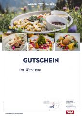 Gutschein mit vier Bildern von Essen