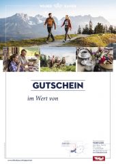 Gutschein vom Wilden Kaiser mit vier Bildern von Aktivitäten